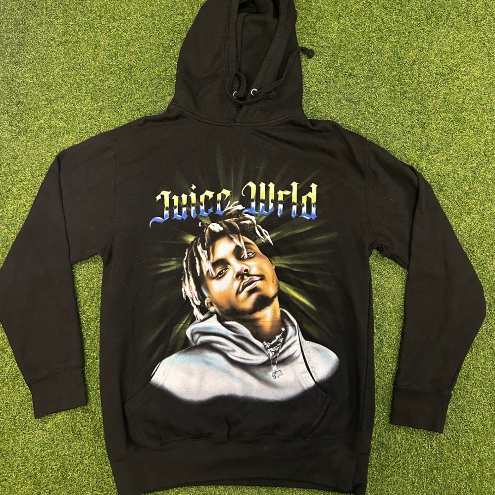 Juice Wrld Black Graphic Hoodie Airbrush Portrait Pullover Mens Medium